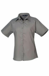 Premier Női Premier PR302 Women'S Short Sleeve poplin Blouse -M, Dark Grey