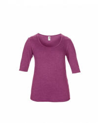Anvil Női póló Anvil ANL6756 Tri-Blend Deep Scoop 1/2 Ujjú póló -S, Heather Raspberry