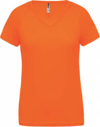 Proact Női póló Proact PA477 Ladies’ v-neck Short Sleeve Sports T-Shirt -2XL, Fluorescent Orange