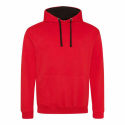 Just Hoods Uniszex kapucnis pulóver Just Hoods AWJH003 varsity Hoodie -M, Fire Red/Arctic White