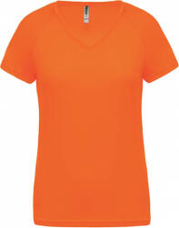 Proact Női póló Proact PA477 Ladies’ v-neck Short Sleeve Sports T-Shirt -S, Fluorescent Orange