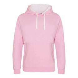 Just Hoods Uniszex kapucnis pulóver Just Hoods AWJH003 varsity Hoodie -2XL, Baby Pink/Arctic White