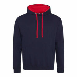Just Hoods Uniszex kapucnis pulóver Just Hoods AWJH003 varsity Hoodie -M, New French Navy/Sky Blue