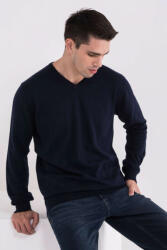 Legend World Wide Férfi Legend World Wide LW9133 Men’S v-neck Fine Gauge Cotton pullover -L, Dark Melange Grey