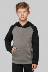 Proact Gyerek kapucnis pulóver Proact PA370 Kids' Two-Tone Hooded Sweatshirt -8/10, Grey Heather/Black