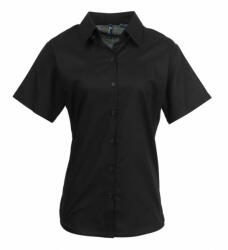 Premier Női Premier PR336 Women'S Short Sleeve Signature Oxford Blouse -XL, Black