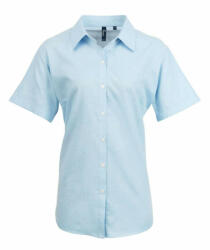 Premier Női Premier PR336 Women'S Short Sleeve Signature Oxford Blouse -XL, Light Blue
