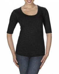 Anvil Női póló Anvil ANL6756 Tri-Blend Deep Scoop 1/2 Ujjú póló -M, Black
