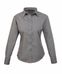 Premier Női Premier PR300 Women'S Long Sleeve poplin Blouse -7XL, Dark Grey