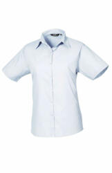 Premier Női Premier PR302 Women'S Short Sleeve poplin Blouse -L, Light Blue
