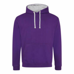 Just Hoods Uniszex kapucnis pulóver Just Hoods AWJH003 varsity Hoodie -2XL, Purple/Sun Yellow