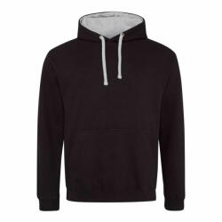 Just Hoods Uniszex kapucnis pulóver Just Hoods AWJH003 varsity Hoodie -XL, Jet Black/Fire Red