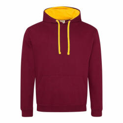 Just Hoods Uniszex kapucnis pulóver Just Hoods AWJH003 varsity Hoodie -2XL, Burgundy/Gold