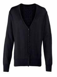 Premier Női Premier PR697 Women'S Button-Through Knitted Cardigan -4XL, Black