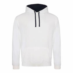 Just Hoods Uniszex kapucnis pulóver Just Hoods AWJH003 varsity Hoodie -M, Arctic White/French Navy