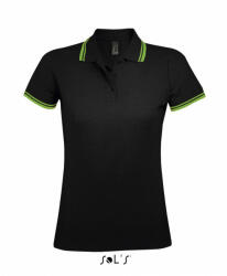 SOL'S Női galléros póló SOL'S SO00578 Sol'S pasadena Women - polo Shirt -S, Black/Lime