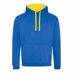 Just Hoods Uniszex kapucnis pulóver Just Hoods AWJH003 varsity Hoodie -2XL, Royal Blue/Sun Yellow