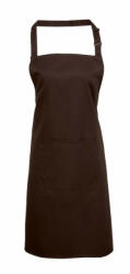 Premier Uniszex, női, férfi zsebes kötény, szakács, pincér Premier PR154 ‘Colours’ Bib Apron With pocket -Egy méret, Brown