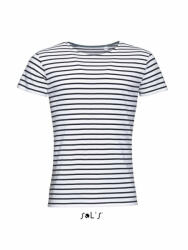 SOL'S Férfi póló SOL'S SO01398 Sol'S Miles Men - Környakú Csíkos póló -M, White/Navy