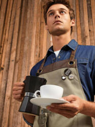 Premier Uniszex, női, férfi kötény, szakács, pincér Premier PR123 Espresso' Bib Apron -Egy méret, Navy/Brown