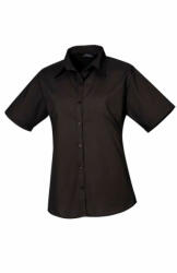 Premier Női Premier PR302 Women'S Short Sleeve poplin Blouse -3XL, Black