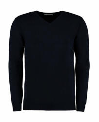 Kustom Kit Férfi hosszú ujjú kötött felső Kustom Kit Classic Fit Arundel V Neck Sweater XL, Sötétkék (navy)