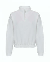 Just Hoods Női pulóver Just Hoods AWJH037 Women'S Cropped 1/4 Zip Sweat -XL, Arctic White