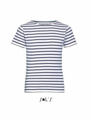 SOL'S Gyerek póló SOL'S SO01400 Sol'S Miles Kids - Round neck Striped T-Shirt -6A, White/Navy