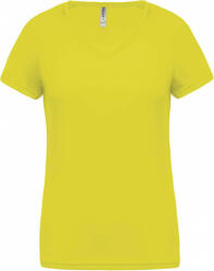 Proact Női póló Proact PA477 Ladies’ v-neck Short Sleeve Sports T-Shirt -XS, Fluorescent Yellow