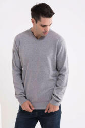 Legend World Wide Férfi Legend World Wide LW9133 Men’S v-neck Fine Gauge Cotton pullover -2XL, Light Melange Grey
