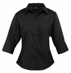 Premier Női Premier PR305 Women'S poplin 3/4 Sleeve Blouse -XL, Black