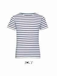 SOL'S Gyerek póló SOL'S SO01400 Sol'S Miles Kids - Round neck Striped T-Shirt -8A, White/Navy