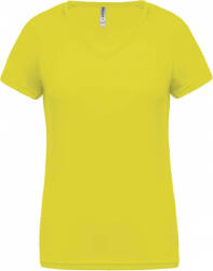 Proact Női póló Proact PA477 Ladies’ v-neck Short Sleeve Sports T-Shirt -XL, Fluorescent Yellow