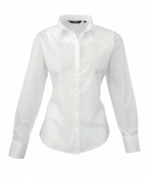 Premier Női Premier PR300 Women'S Long Sleeve poplin Blouse -4XL, White