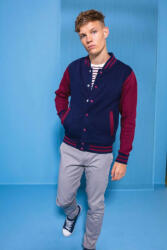 Just Hoods Férfi pulóver Just Hoods AWJH043 varsity Jacket -L, Burgundy/Heather Grey