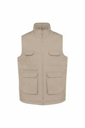 Designed To Work Uniszex mellény Designed To Work WK607 padded Multi-pocket polycotton vest -XS, Beige