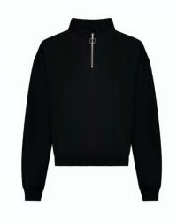 Just Hoods Női pulóver Just Hoods AWJH037 Women'S Cropped 1/4 Zip Sweat -XS, Deep Black