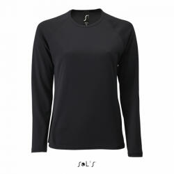 SOL'S Női póló SOL'S SO02072 Sol'S Sporty Lsl Women - Long Sleeve Sports T-Shirt -M, Black