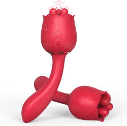 Paloqueth Rose Clitoris Vibrator with 9 Rotating Vibration Modes Red Vibrator