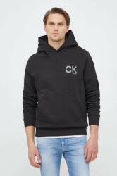 Calvin Klein hanorac de bumbac barbati, culoarea negru, cu glugă, neted PPYX-BLM01E_99X
