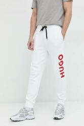 Hugo pantaloni de trening din bumbac bărbați, culoarea alb, cu imprimeu 50473211 9BYY-SPM03B_00X