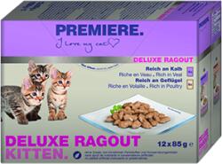 PREMIERE Deluxe Ragout macska tasak MP kitten borjú&szárnyas 12x85g