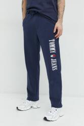 Tommy Jeans pantaloni de trening din bumbac barbati, culoarea albastru marin, cu imprimeu PPYX-SPM02E_59X