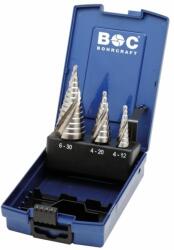 Bohrcraft lépcsős lemezfúró készlet csavart hornyú HSS-E Co5 3r. 4-30 STB3-KS-Co ABS-Box (030404-0075) - szerszamplusz