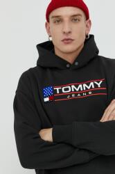 Tommy Hilfiger bluza barbati, culoarea negru, cu glugă, cu imprimeu PPYX-BLM03M_99X