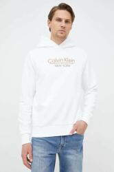 Calvin Klein hanorac de bumbac barbati, culoarea alb, cu glugă, modelator PPYX-BLM015_00X