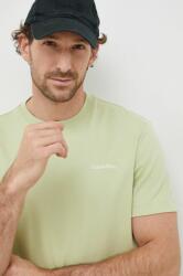 Calvin Klein tricou din bumbac culoarea verde, neted PPYX-TSM022_81X