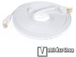 UTP CAT7 PATCH LAN KÁBEL - 5m hosszú, lapos kábel, 10 Gbps, árnyékolt RJ45 csatlakozók - FEHÉR