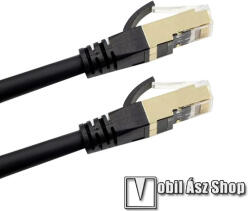  UTP CAT8 PATCH LAN KÁBEL - 1m hosszú, lapos kábel, 10 Gbps, 26AWG oxigénmentes réz kábel, 40Gbps 2000Mhz, árnyékolt RJ45 csatlakozók - FEKETE