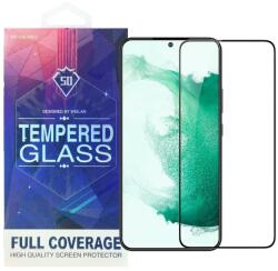 Samsung Galaxy S22 5G üvegfólia, tempered glass, előlapi, 5D, edzett, hajlított, fekete kerettel (újjlenyomat olvasóval működik)